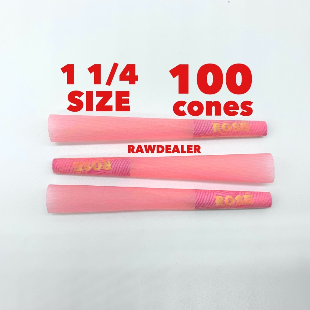 ROZY Pink rose Pre Rolled Cones with filter tip 1 1/4 size European paper - Picture 4 of 6
